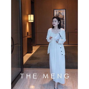 女春 THE MENG 热恋 天丝&亚麻bc老钱风高定珠片纱镂空针织开衫