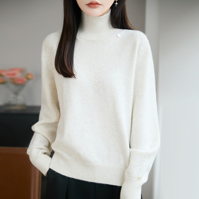 高领加厚保暖羊毛针织打底衫女