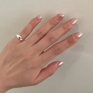 Always通体S925纯银尾戒女小指冷淡风开口戒高级感咖啡豆线条指环