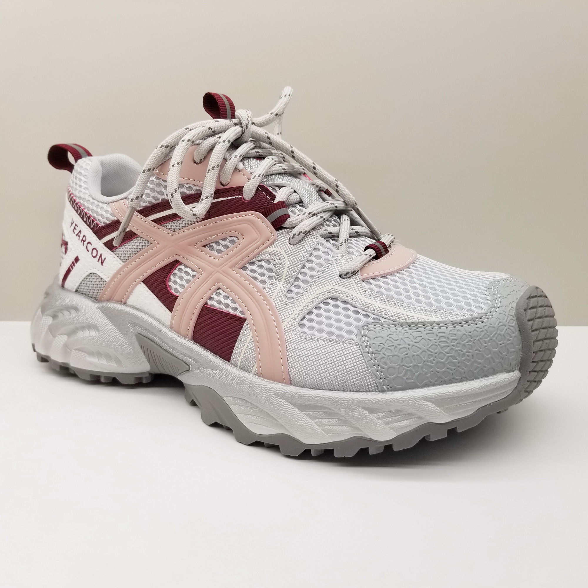 意尔康女鞋2025秋季新款时尚系带粉色网面运动休闲防滑百搭老爹鞋