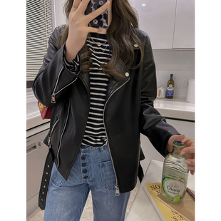 GUOGEV宽松廓形短款oversize皮衣街头通勤皮衣外套女春秋皮衣外套