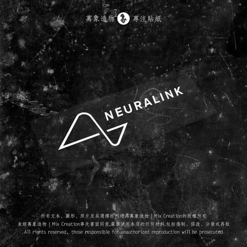 MC 适用马斯克 neuralink脑机接口三角窗车身反光防水车贴纸
