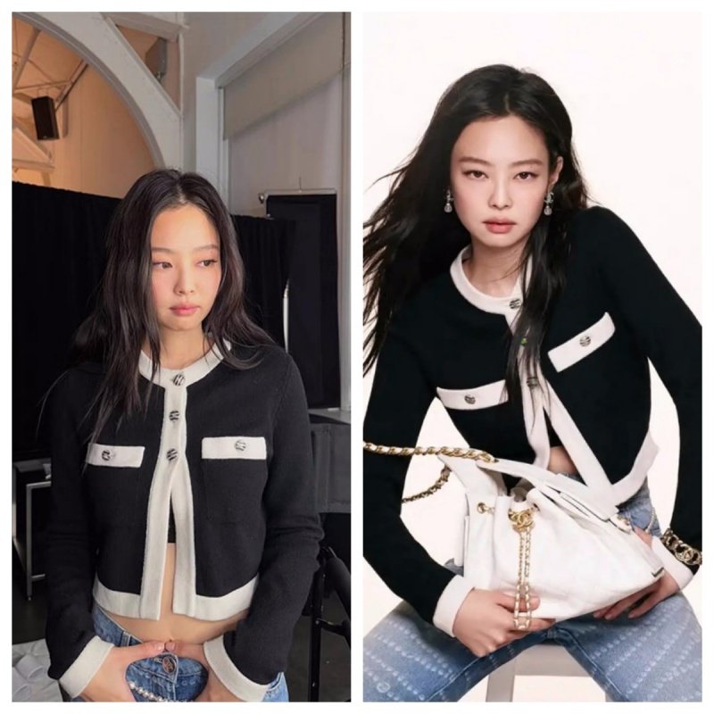 金智妮jennie明星同款法式小香风黑白撞色针织外套气质显瘦上衣潮,女装/女士精品,短外套,淘宝优惠券,粉丝福利购,淘宝优惠卷