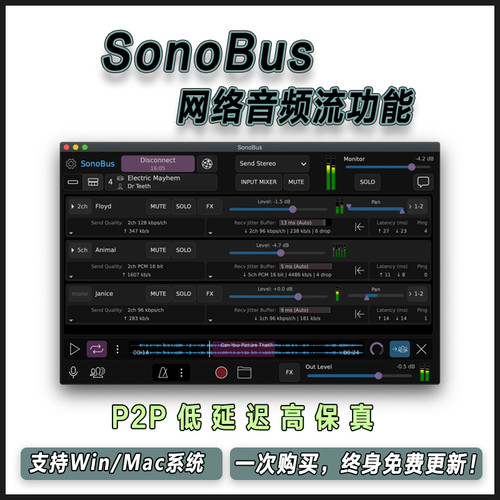 SonoBus 远程监棚无损听音点对点高保真低延迟网络音频流中文插件