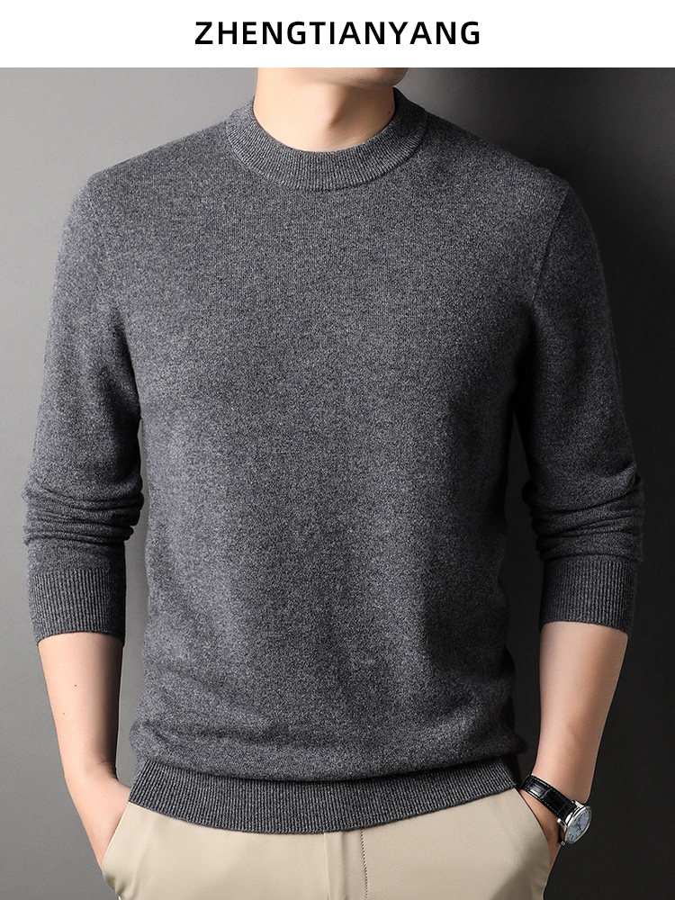 순수 캐시미어 스웨터 남성용 심리스 두꺼운 스웨터 겨울 라운드 넥 원피스 기성복 남성용 따뜻한 기본 셔츠