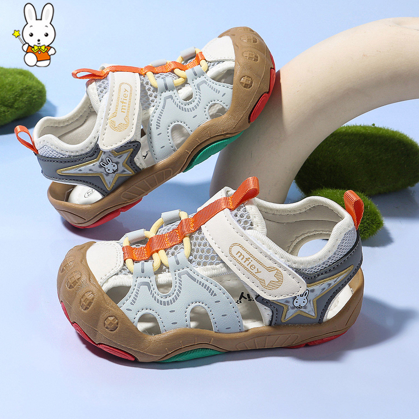 班纳米菲夏季男童凉鞋宝宝2-5岁3防滑软底儿童鞋幼童透气包头夏鞋