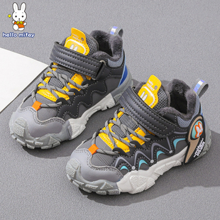 班纳米菲童鞋冬季加绒宝宝鞋子3-5岁4男童小童棉鞋防滑儿童运动鞋