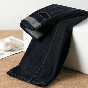 高腰加绒保暖防寒鹅绒直筒阔腿棉裤 外穿2025新款 女冬季 牛仔羽绒裤