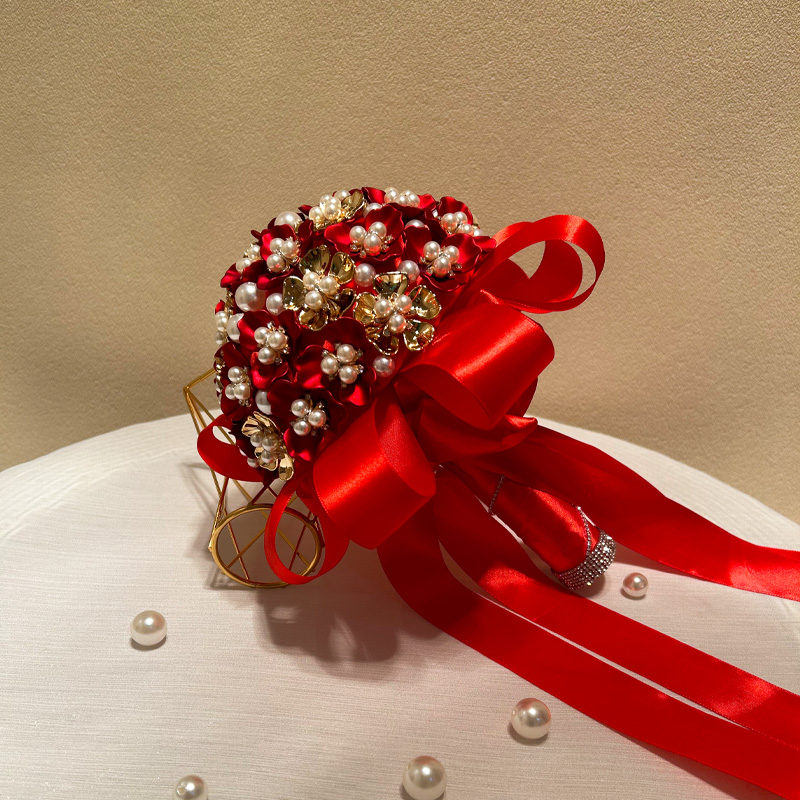 新娘手捧花DIY材料红色白色成品