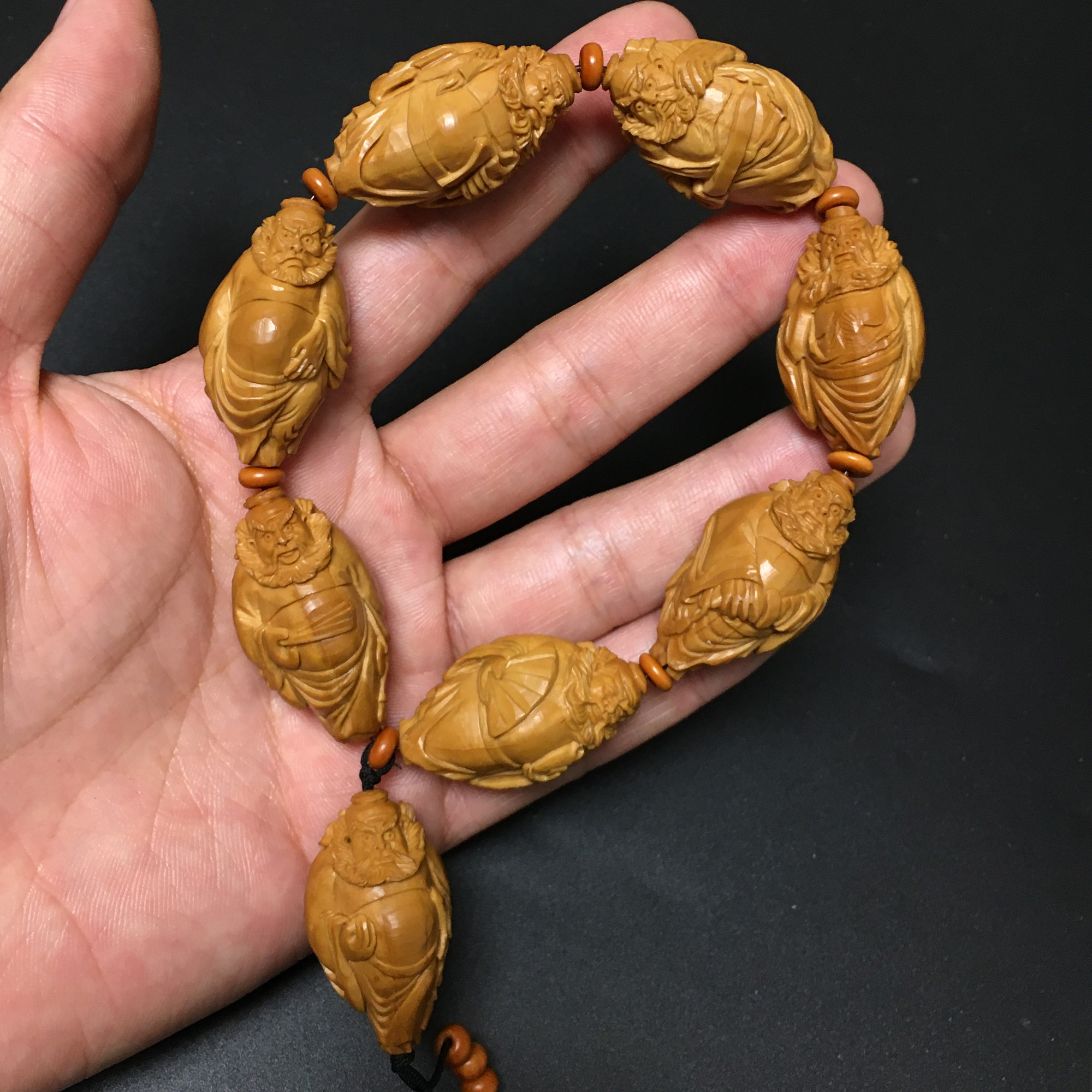 男士钟馗文玩佛珠雕刻橄榄核手串图片