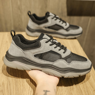 古驰汤米夏季男鞋透气薄款男士运动休闲鞋子男轻便真皮镂空网鞋户