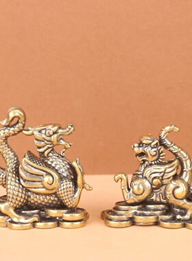 新款黄铜四大神兽摆件客厅茶桌