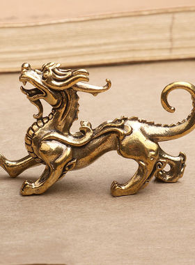 古玩铜器收藏黄铜实心招财貔貅茶宠文房用品办公桌面装饰品小摆件