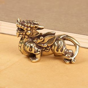 纯黄铜创意摆件挂件獬豸貔貅招财桌面办公司家居装饰礼品手把件