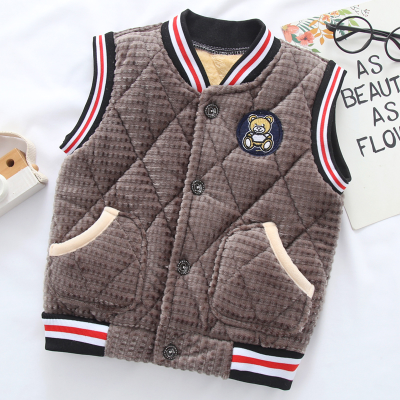 三层加厚儿童夹棉马甲冬季男孩女童大童坎肩宝宝加绒保暖背心外穿