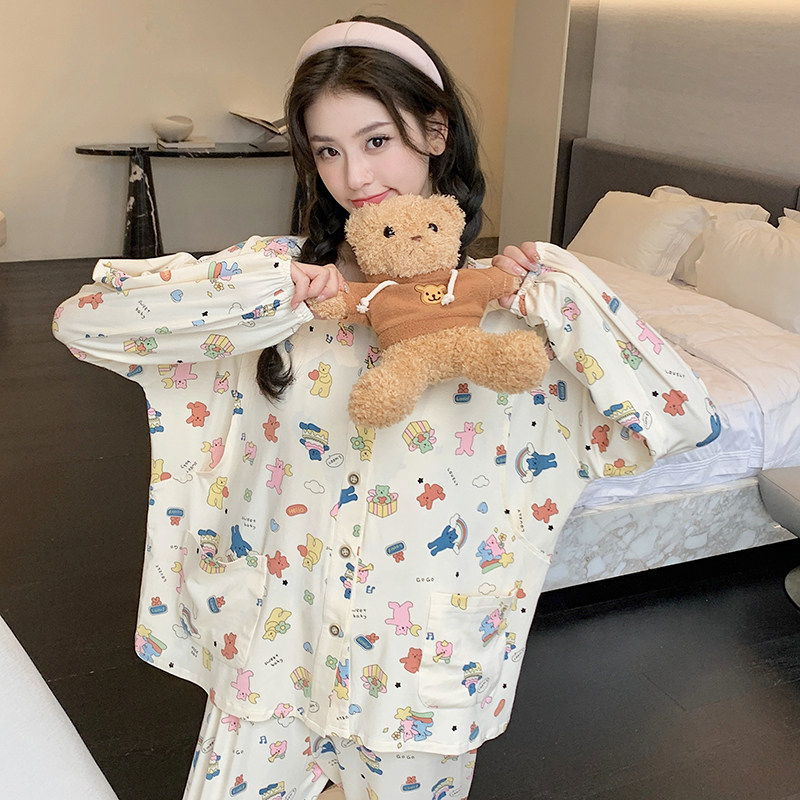 月子服夏季天莫代尔薄款产后喂奶衣哺乳期孕妇睡衣怀孕期两件套装