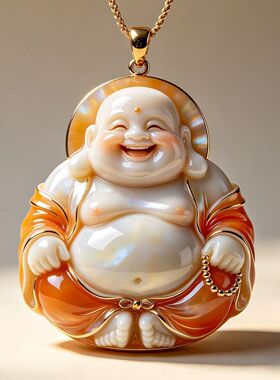 新款珐琅丹红佛影吊坠笑
