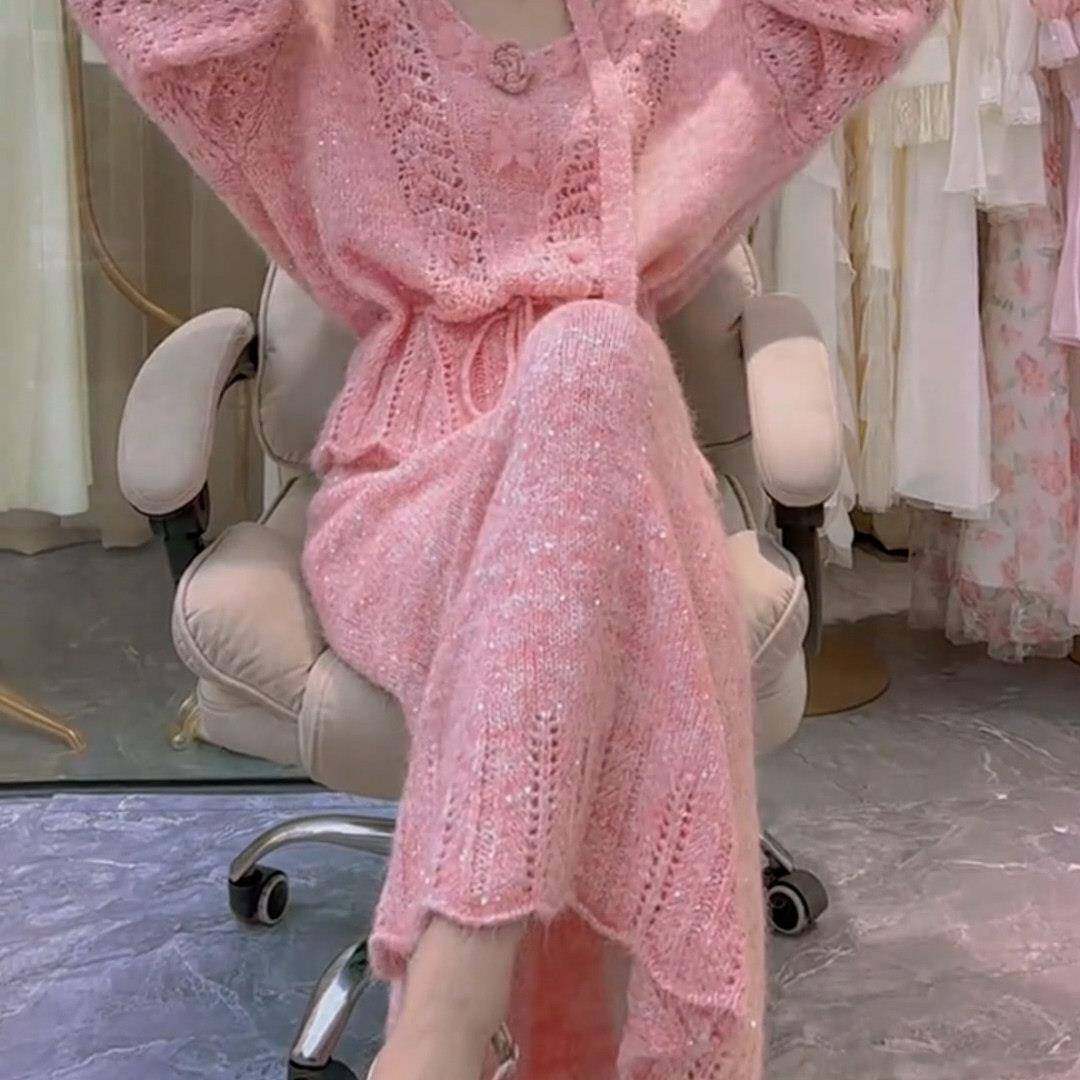 2025秋冬设计感立体花朵宽松慵懒风毛衣外套时尚慵懒女外套套装,女装/女士精品,大码内搭,淘宝优惠券,粉丝福利购,淘宝优惠卷