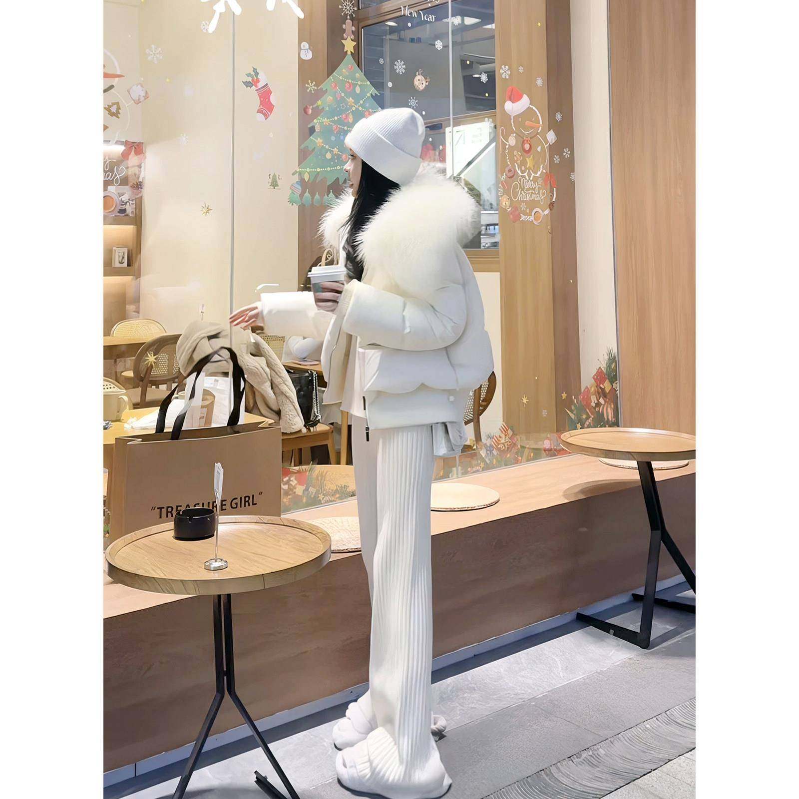 时尚高级感大毛领外套女2025年冬季新款洋气显瘦百搭短款羽绒棉服,女装/女士精品,羽绒服,淘宝优惠券,粉丝福利购,淘宝优惠卷