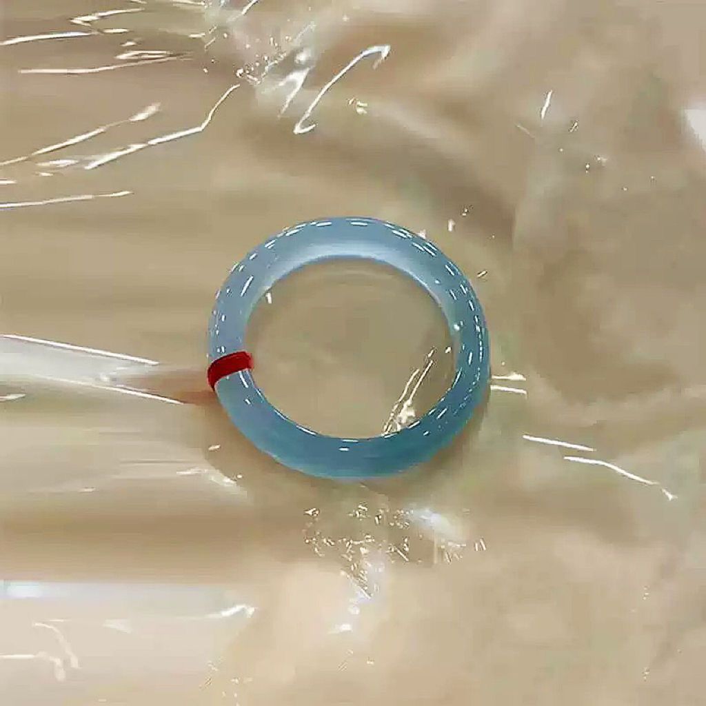 新款危地马拉正圈手镯缅甸老坑蓝水冰种海蓝水翡翠手镯平替宽面