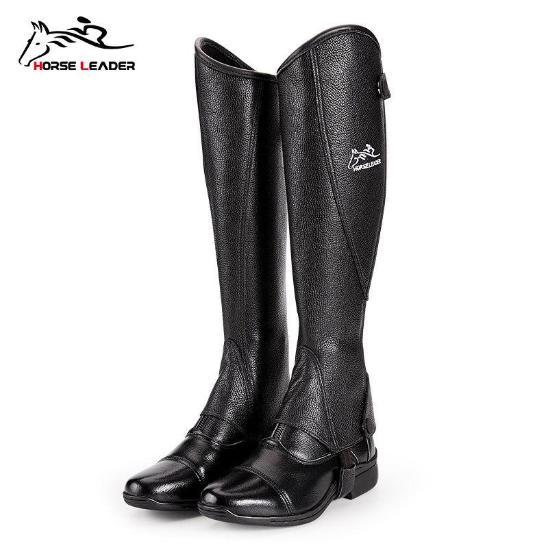 HORSELEADER马术护腿马术装备牛皮耐磨骑士护腿男女马术用品骑马