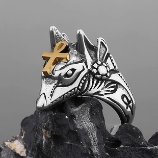 古埃及死神阿努比斯戒指男防身大码街头摄影嘻哈朋克男款酷帅指环