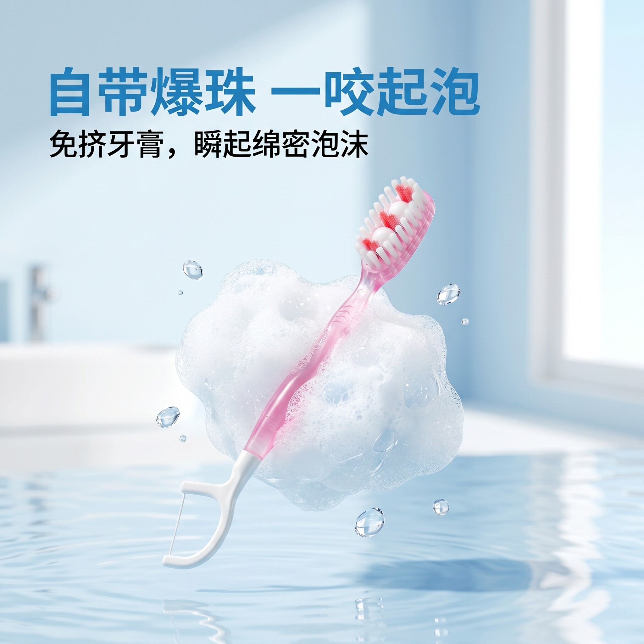便携独立装爆珠起泡牙刷免挤牙膏软毛不伤牙龈深层洁净去口臭持久