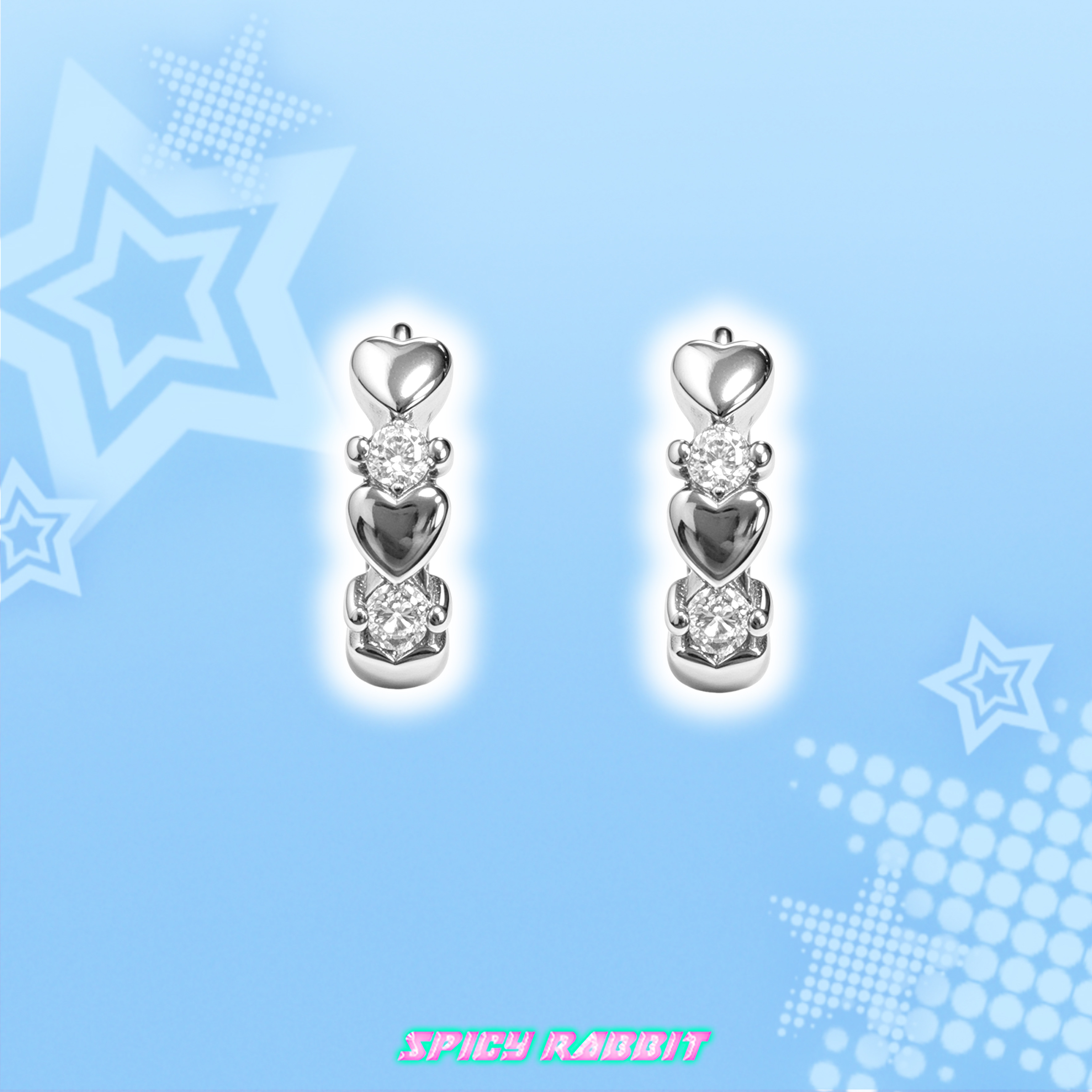 S-Rabbit【新品】心序闪钻爱心耳扣/小众耳环独特设计耳圈耳饰女