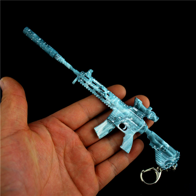 夜市地摊热卖货源吃鸡小枪 冰霜核心M416合金模型钥匙扣21cm
