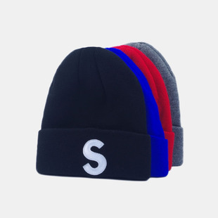 潮ins 秋冬针织帽女加绒户外保暖青年学生字母毛线帽男韩版 清仓