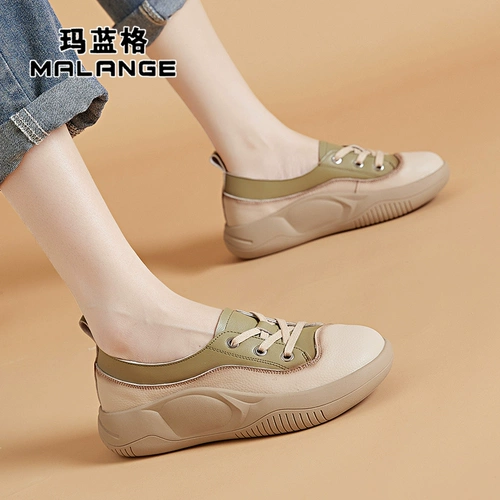 Кроссовки, обувь, универсальные туфли на платформе для кожаной обуви для отдыха, из натуральной кожи, осенние, тренд сезона, мягкая подошва