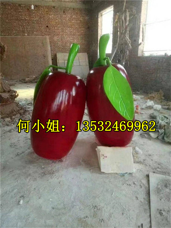 户外广场美陈大型红枣雕塑定制玻璃钢创意青枣造型脆枣子小品雕像