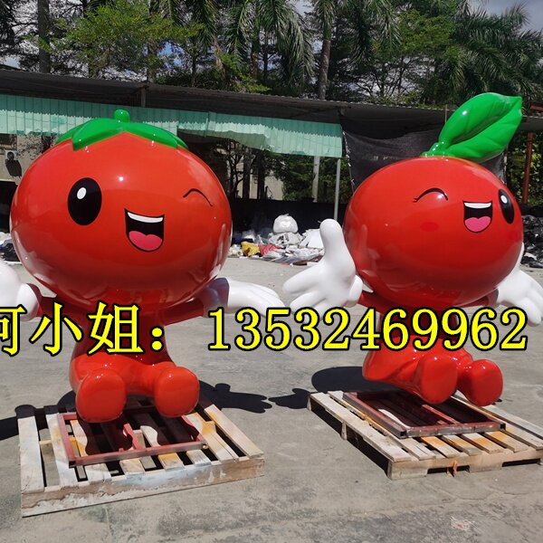 农旅乡村定制玻璃钢橙子卡通公仔雕塑大型梨子娃娃沙糖桔模型摆件