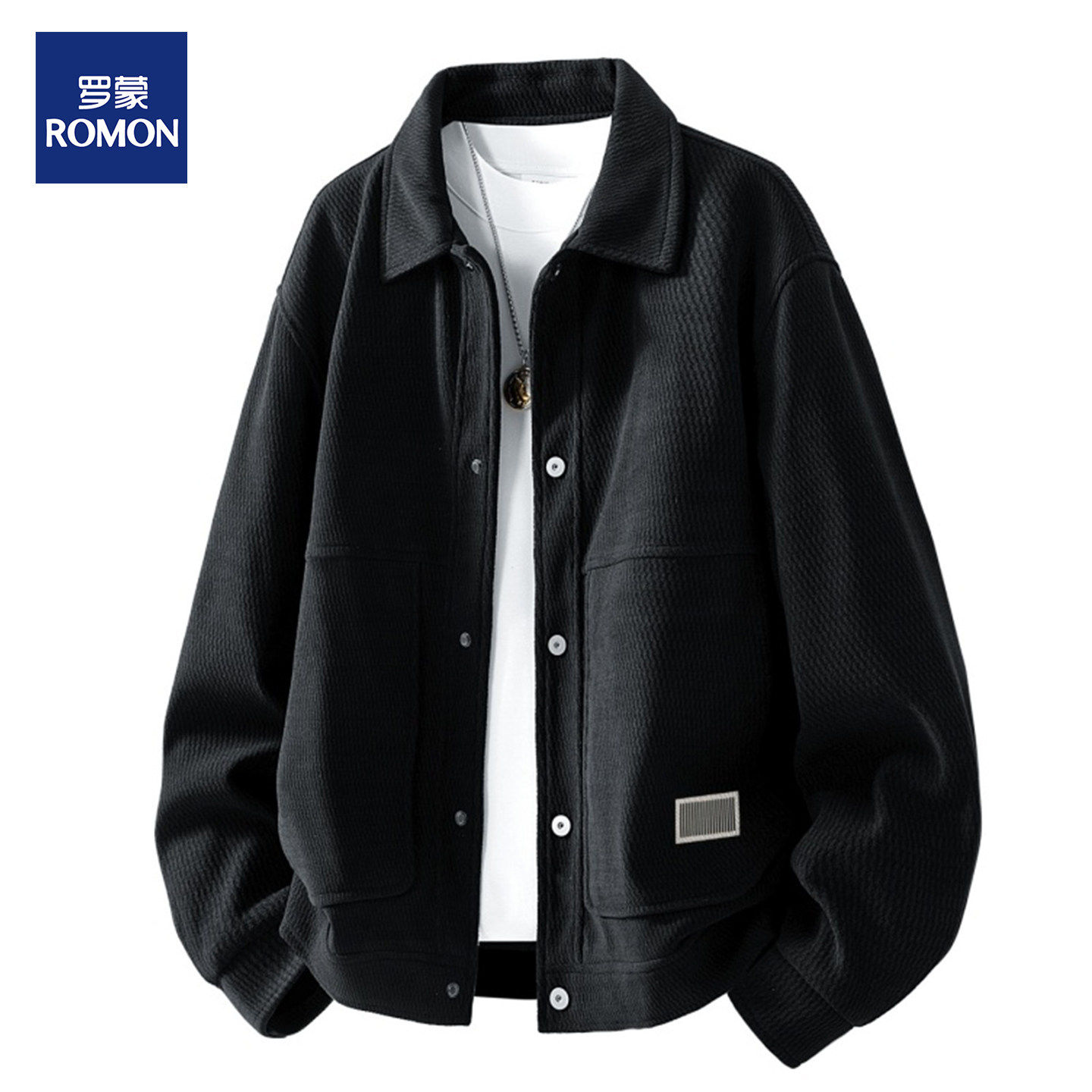 罗蒙春季新款美式外套男士2026新款翻领青年时尚百搭男装夹克上衣