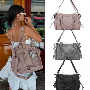 Fancyclub韩国小众25款 大容量街头铆钉绑带机车包通勤斜挎单肩包