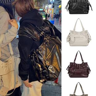 韩国设计师品牌deinet托特包秋冬新款POCKET辣妹风铆钉单肩包潮女