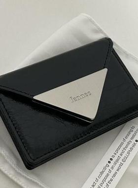 韩国小众fennec 漆皮经典三角牌便携卡包零钱包多色钱包证件包潮