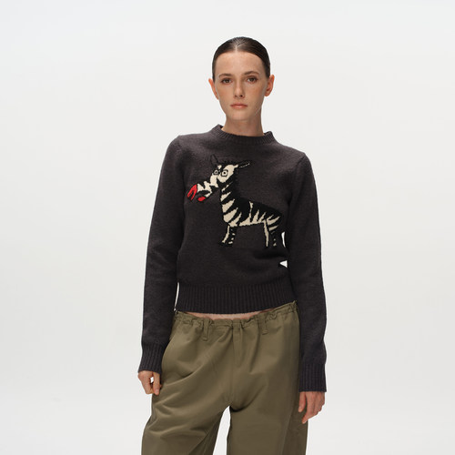 Metaricotta 趣味斑马小众设计感短款毛衣针织衫