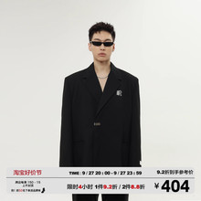 METARICOTTA 外套男潮 设计师黑色廓形高级感小众宽松质感休闲西装