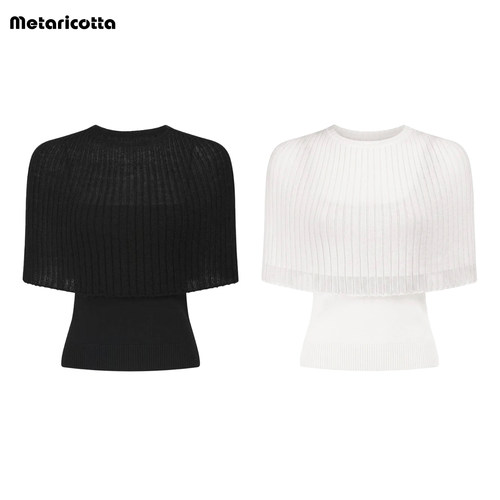 Metaricotta [ 雾感 ]高级感斗篷吊带背心两件套夏季 黑色/白色