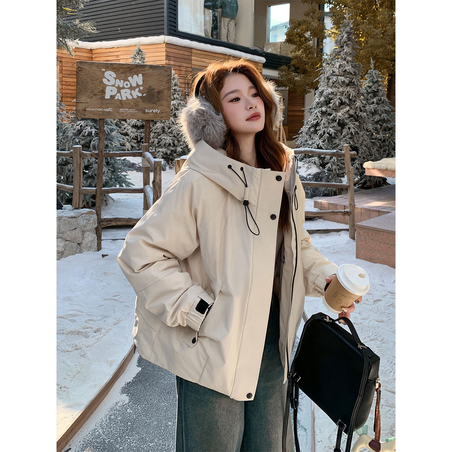 山系冲锋衣羽绒服女高级感外套女