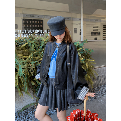 3-9上新  短款皮衣夹克外套2C293-W306-2155