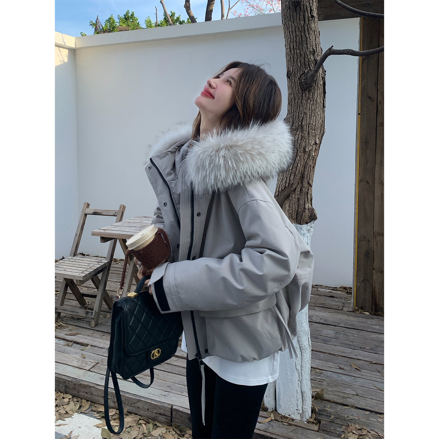 12-6上新 连帽冲锋衣羽绒服90白鸭绒