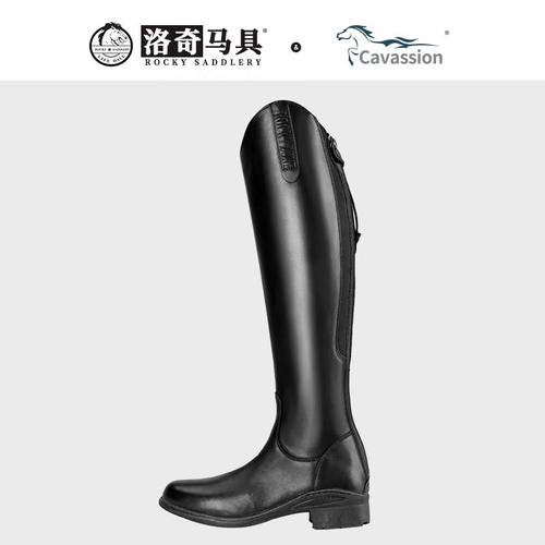 Cavassion牛皮马术长靴障碍高筒竞赛骑马靴男女骑马装备8106100
