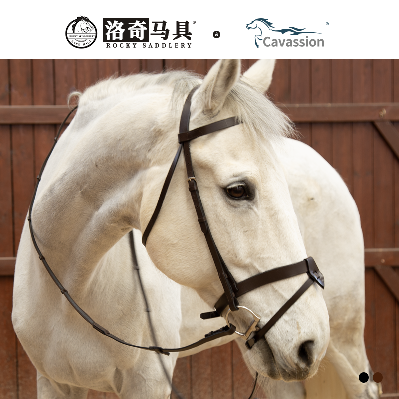 Cavassion牛皮水勒缰平革带缰绳套装马术用品骑马洛奇马具8218114