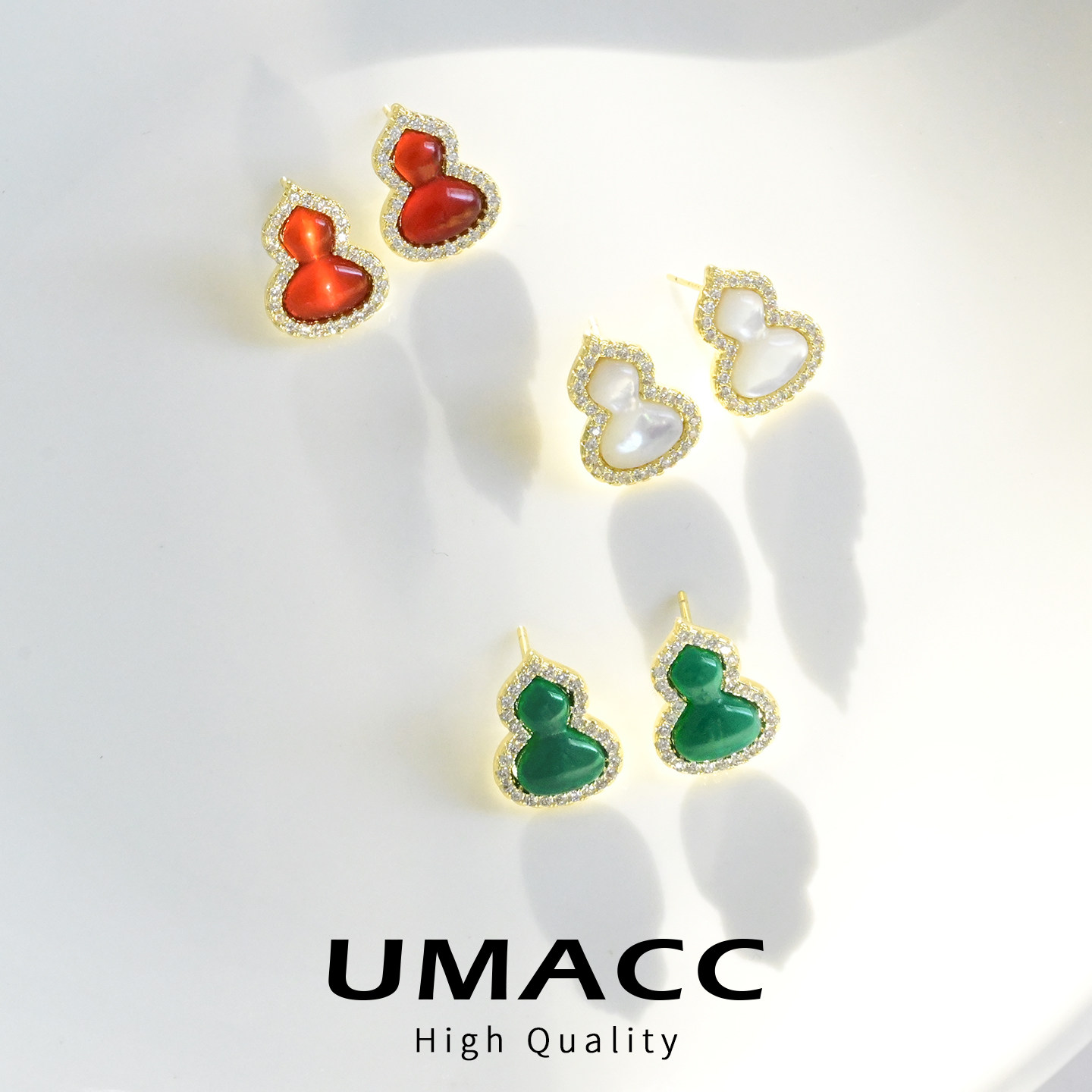 新中式白贝母葫芦耳钉轻奢高级感气质大气过年红色耳饰女银针耳钉,饰品/流行首饰/时尚饰品新,耳钉,淘宝优惠券,粉丝福利购,淘宝优惠卷