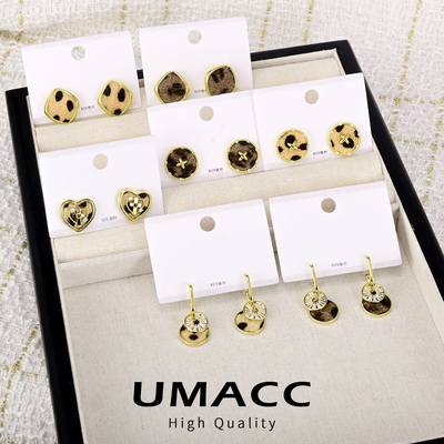 马毛豹纹气质耳环秋冬银针耳饰女