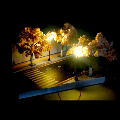 1/64樱花场景小比例车模摆放