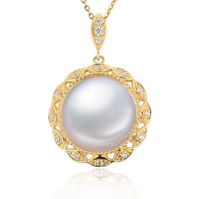 diy项坠空托手工珍珠18k金