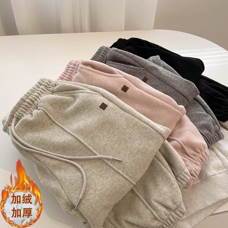粉色糯米裤女秋冬加绒加